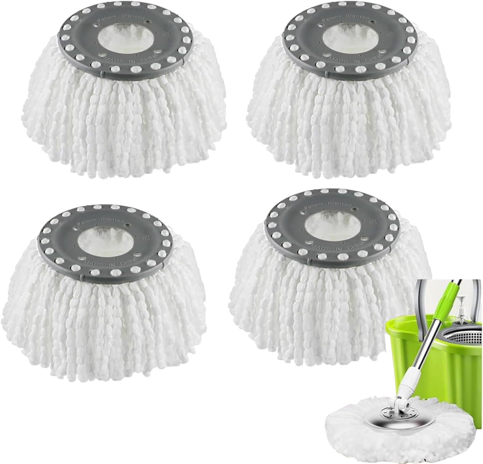 Mop Head For 360° Rotating Round Magic Mop, 2 Pack Universal Spin Mop