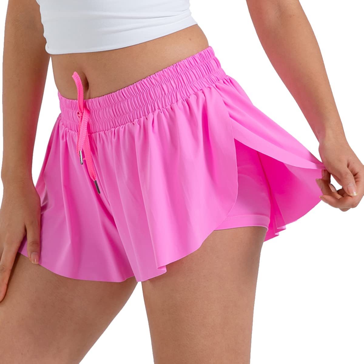 Flowy Butterfly Skirt Women's Athletic Shorts Fashionable and Comfortable 2-in-1 Workout Shorts Gym, Yoga, Running and More