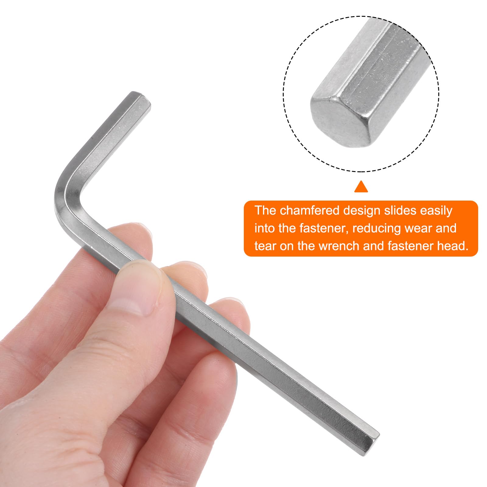 QUARKZMAN 20 Piezas de Llave Hexagonal de 6 mm, Llave Hexagonal en Forma de L de Acero Cromado Vanadio para Reparaciones en el Hogar, Tono Plateado