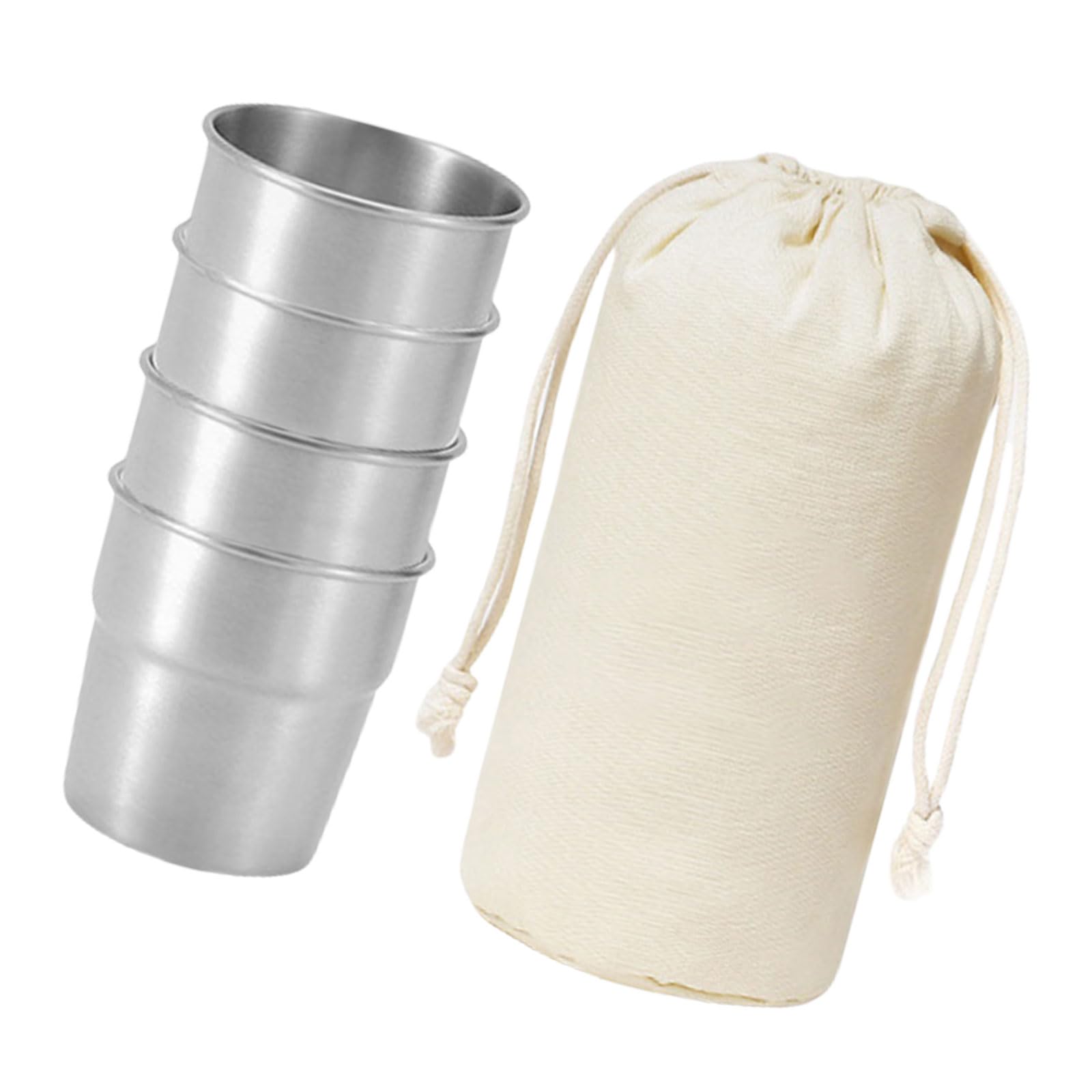Tasses à thé portables en acier inoxydable pour camping et voyage lot de 4