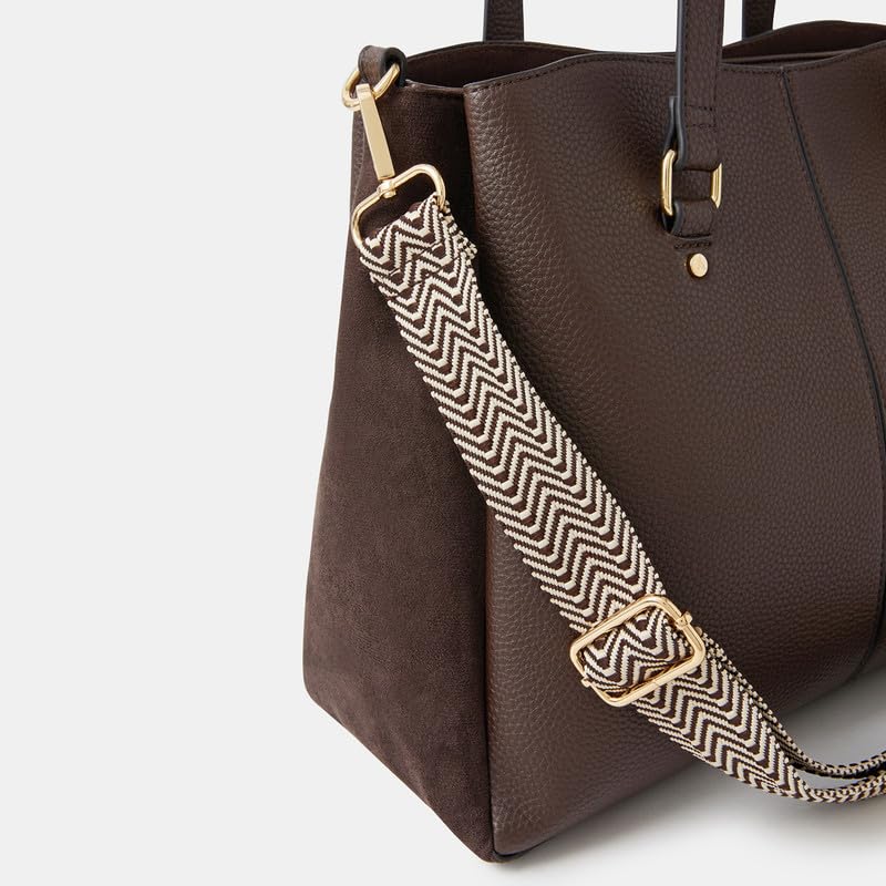 Image of Accessorize London Women's Webbing Strap Faux Leather Shoulder Bag | Spacious Everyday Tote with Detachable Strap | Stylish Office & Travel Handbag