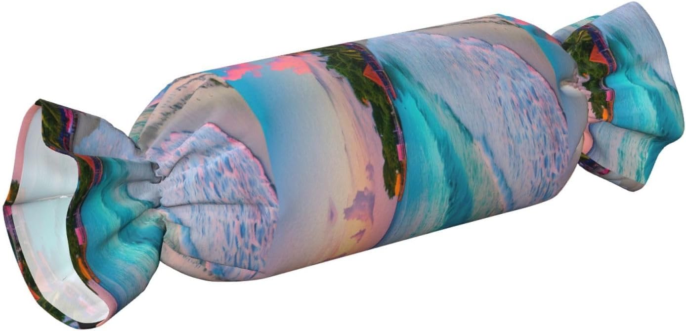Jamaica Beach Print Candy Cylindrical Eco-Friendly Pillow Soft Velvet Living Room Bedroom Travel Decor