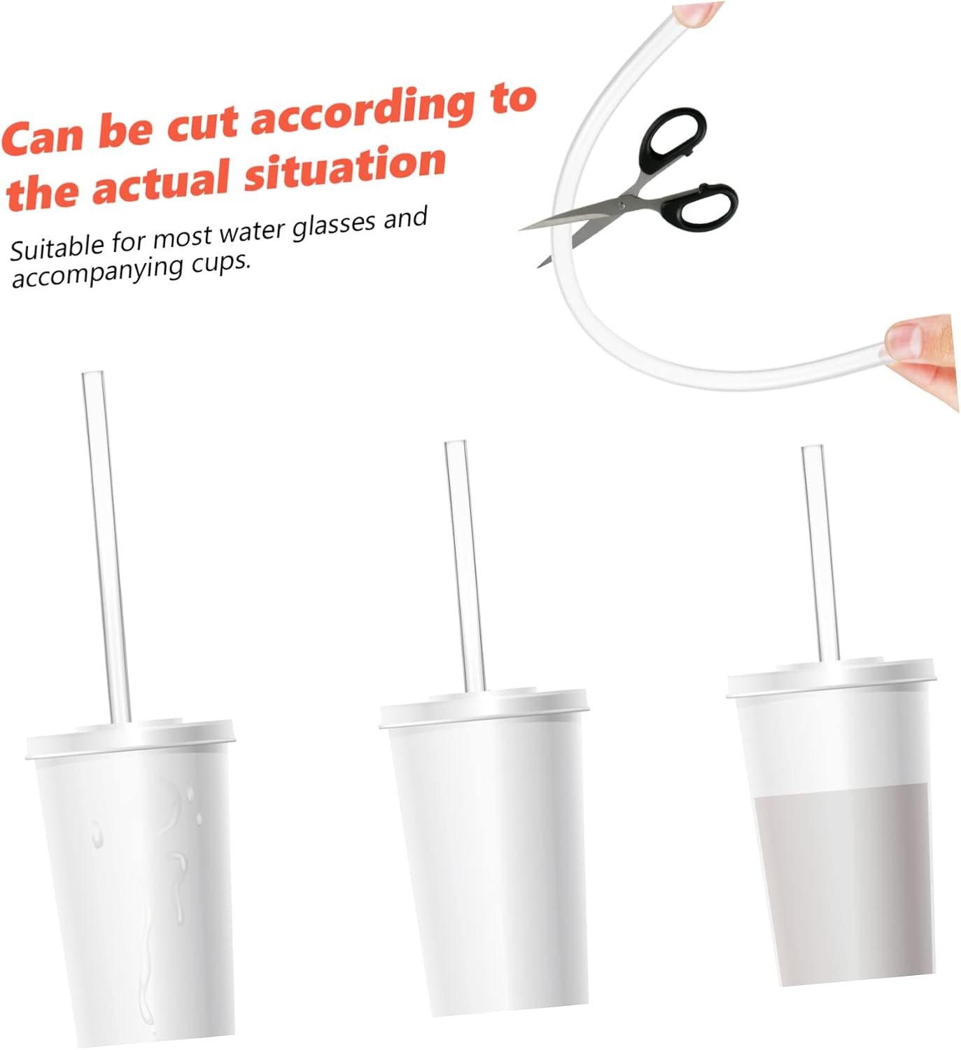 FRCOLOR 24pcs Long Straws Reusable Drinking Straws Wide Flexible for Cold Hot Beverages Cleaning Brush