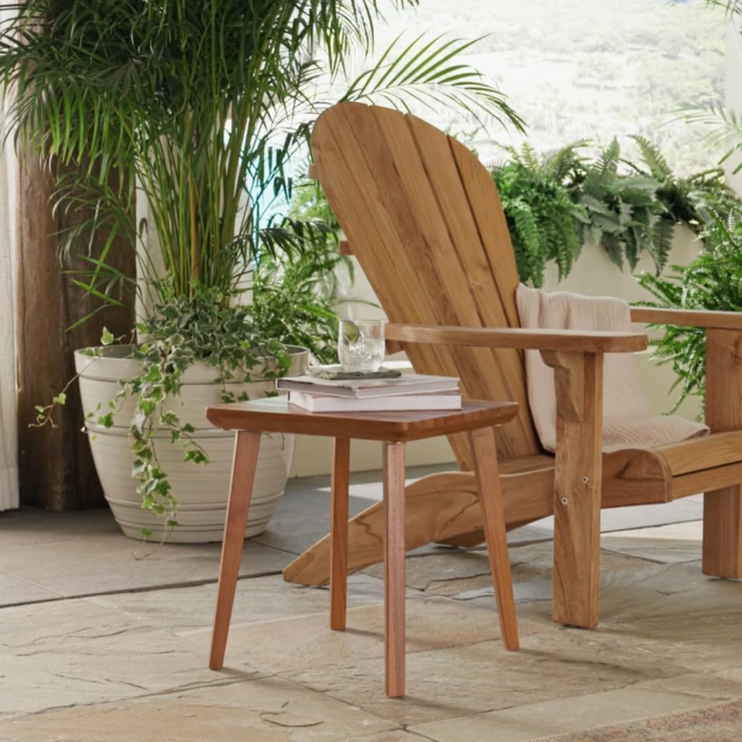 Touchstone Calena Teak Outdoor Side Table – Reclaimed Solid Teak – Square Design – Water-Based Finish – Durable & Moisture-Resistant – Easy Assembly – Compact for Patios, Decks, Poolside