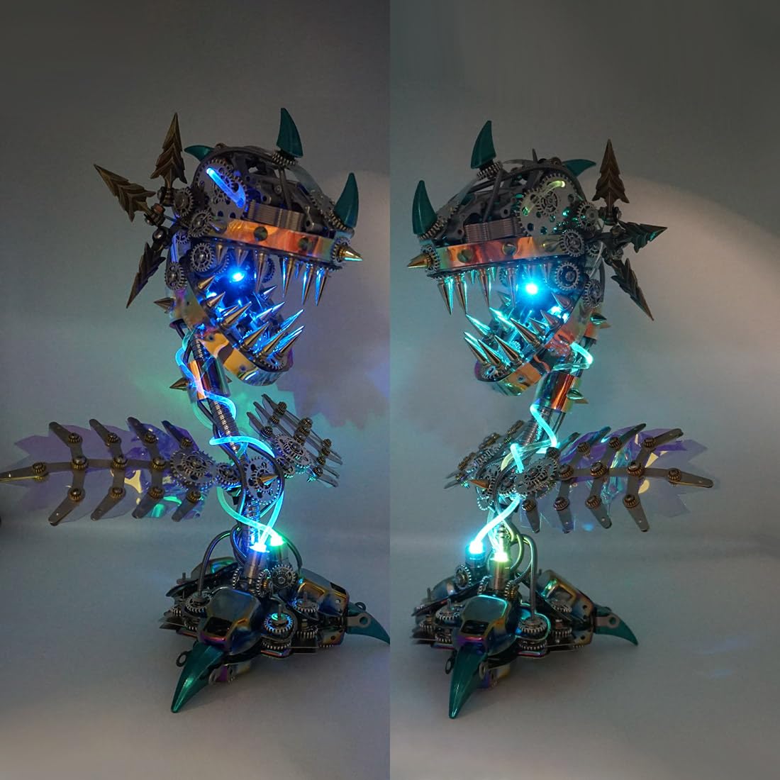 Puzzle 3D in metallo Piranha pianta fiore per adulti, kit modello di assemblaggio di piante steampunk, 770 pezzi + puzzle 3D meccanici fai da te, difficoltà media da montare