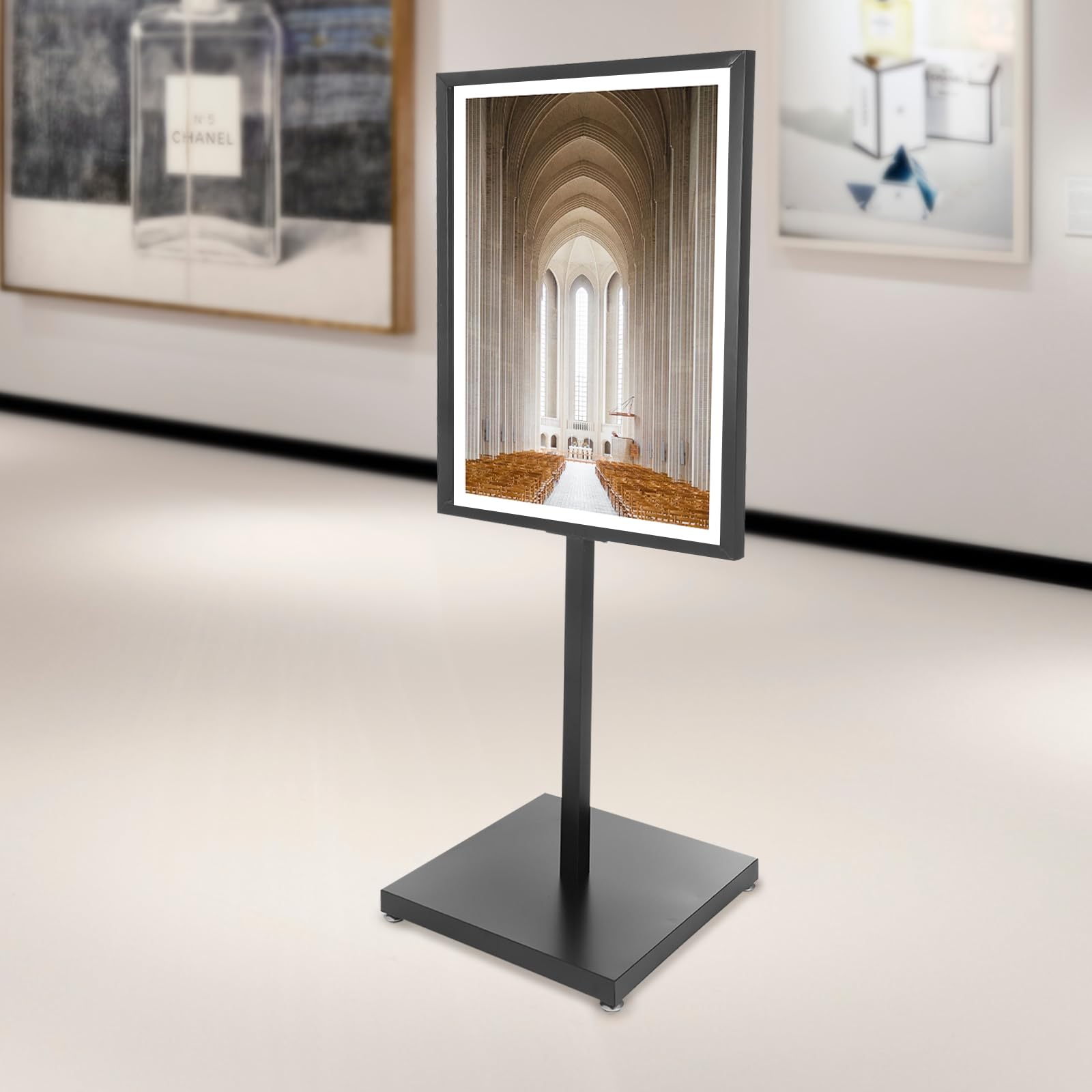 Soporte para información, soporte de suelo, soporte para carteles con base resistente, soporte para pósteres, soporte de información, soporte publicitario, alto 160 cm