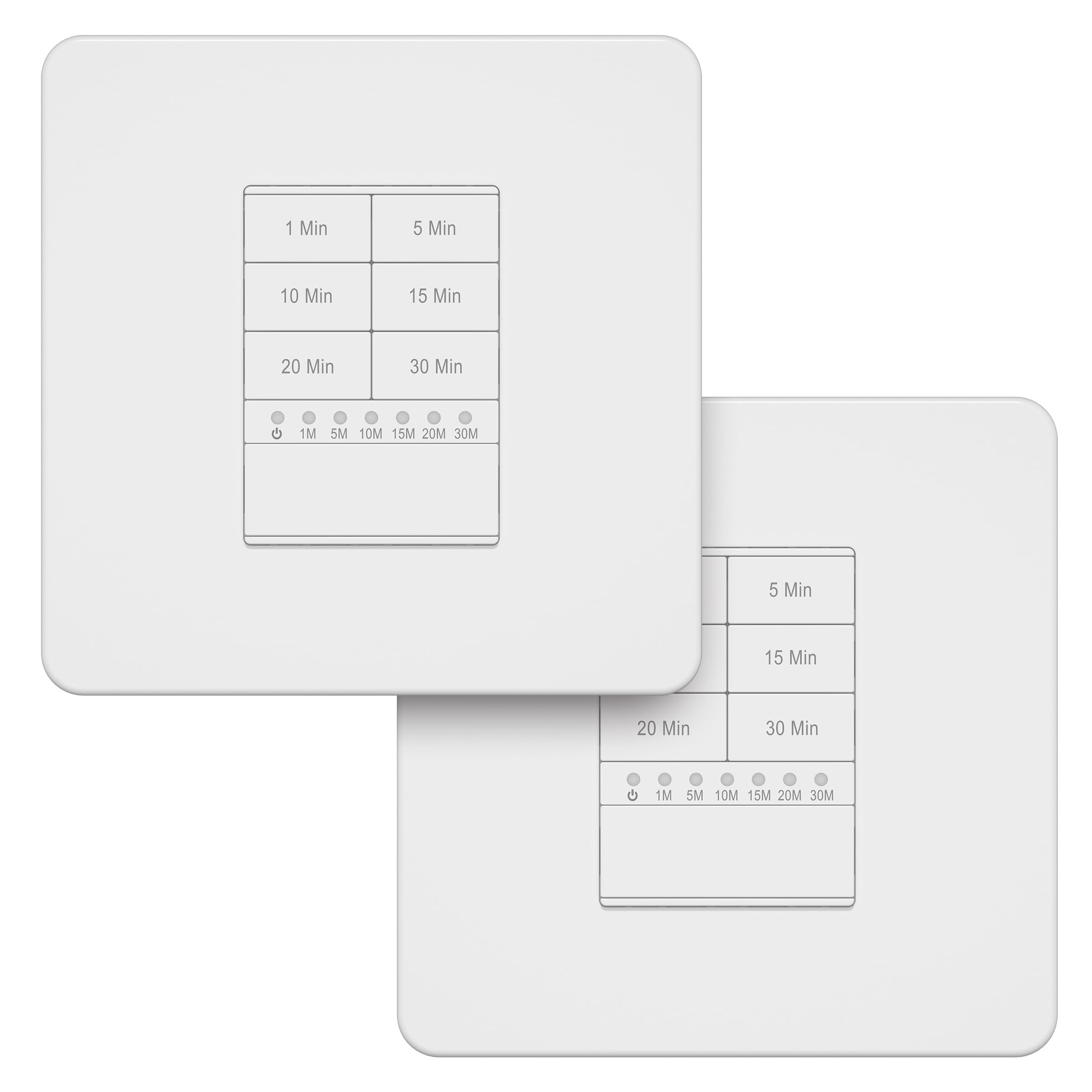 Lider White 30-Minute Countdown Timer Switch, Plug-In Timer Switch For Light/Fan, Earth Required, No Neutral Required, Led Indicator, Plastic Cover Plate, Ukca Certified, 2 Pack