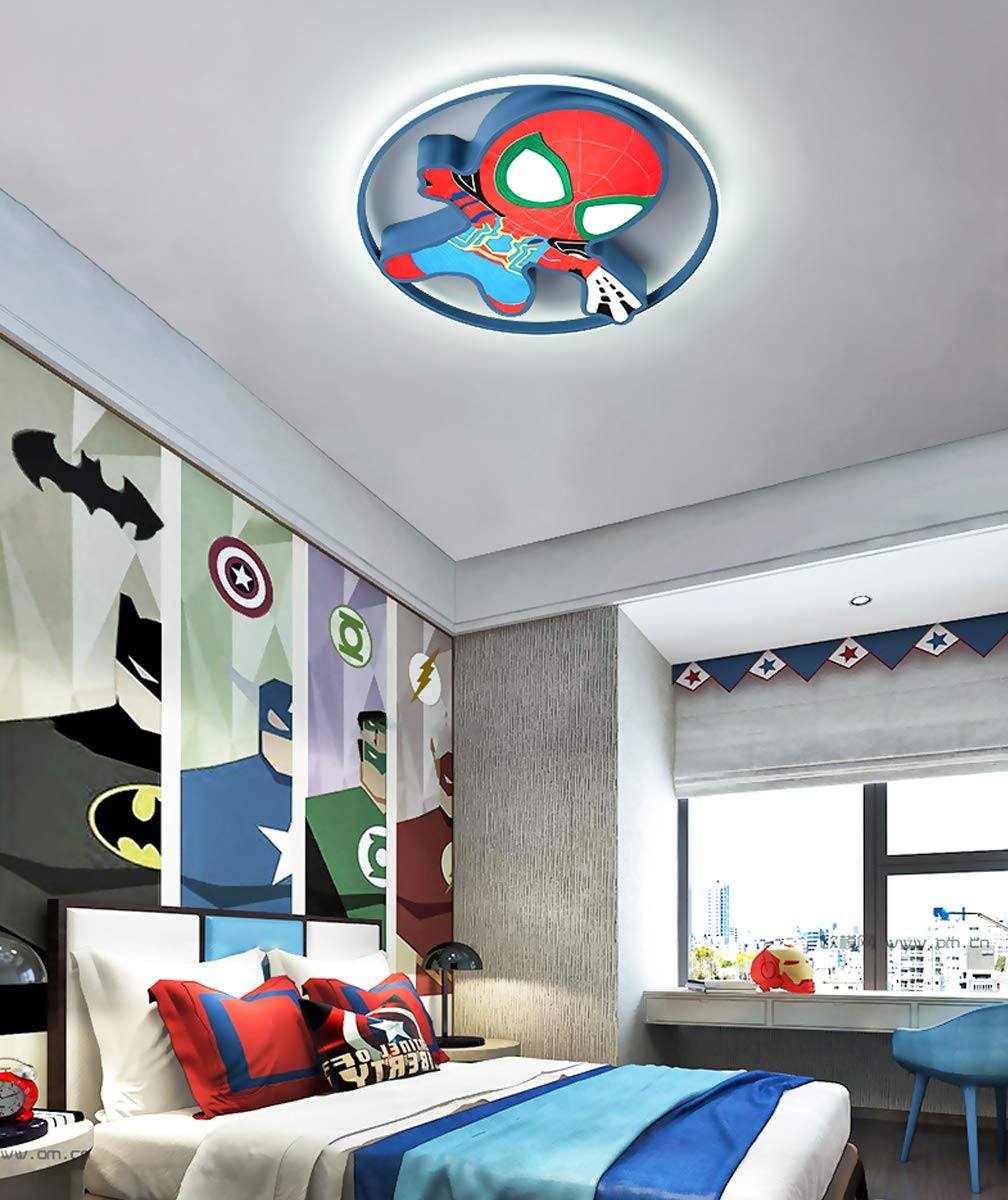 LED Creatieve Kroonluchter Moderne Cartoon Spiderman Hanglamp Kinderkamer Licht Leuke Mode Hanglamp Plafondlamp Wit Acryl Lampenkap 3 Lichtbron voor Slaapkamer Hotel Kleuterschool Comfortable