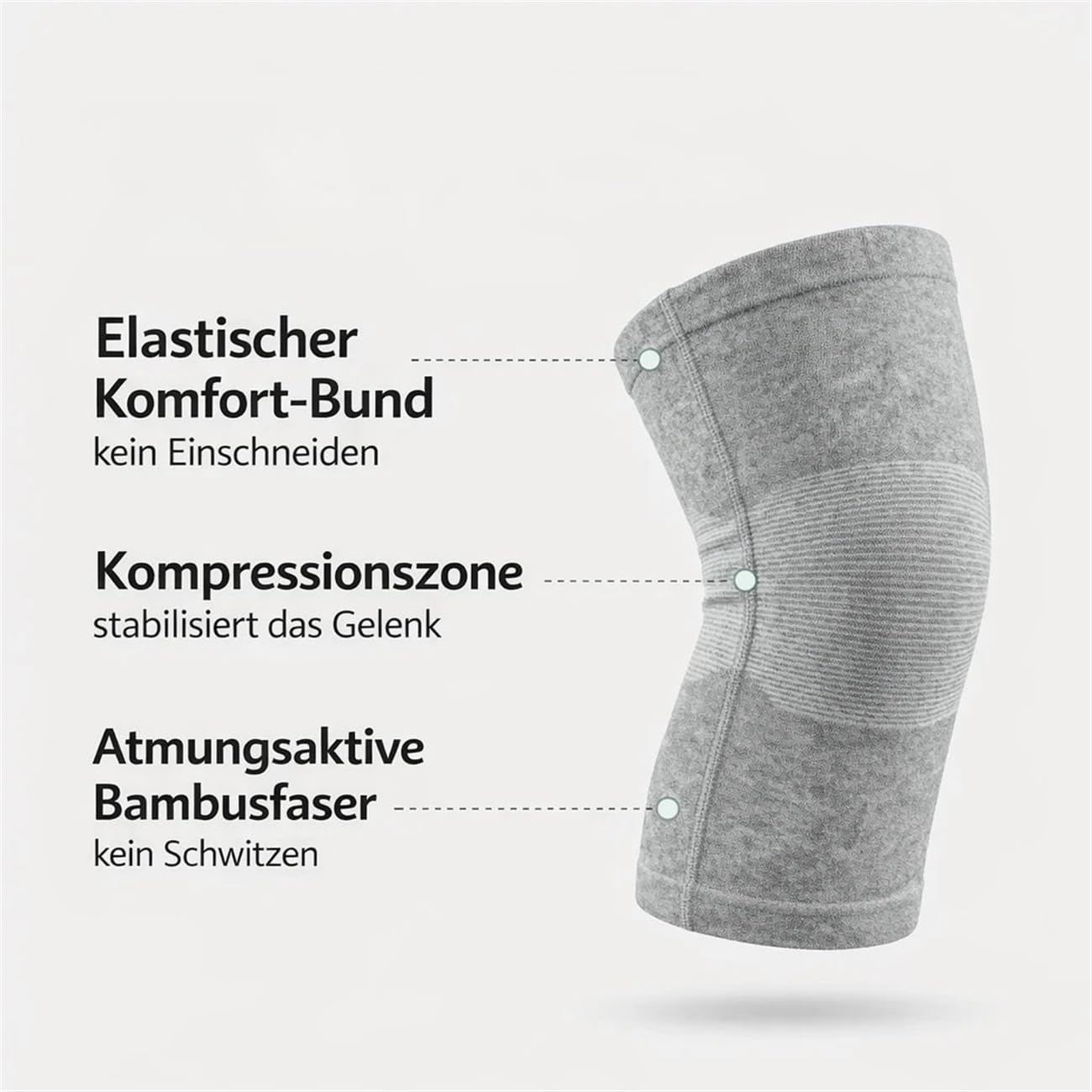 Bambus Kniebandage – Kompressions Kniestütze für Damen & Herren, Arthrose, Meniskusriss, Gelenkschmerzen, Sport & Alltag – Atmungsaktiv, Rutschfest, Schmerz- & Schwellungslinderung