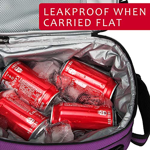 Expandable Insulated Lunch Bag, Leakproof Flat Lunch Cooler Tote With Shoulder Strap For Men And Women, Suitable For Work & Office By Tirrinia, Purple #TOP3