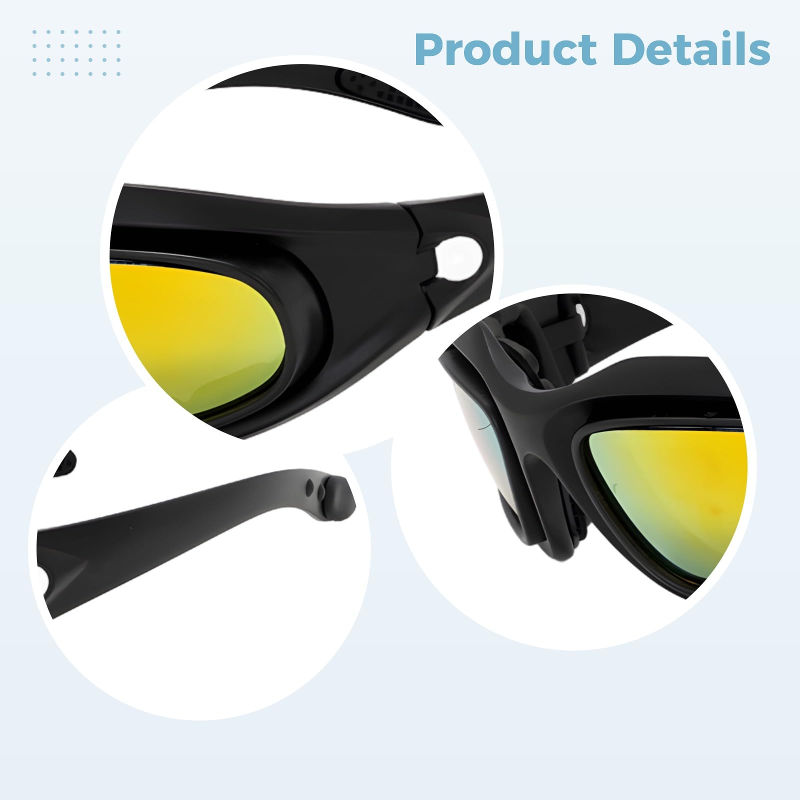 Set di occhiali da tiro, 6 montature intercambiabili, polarizzate, protezione solare, antiurto, leggeri occhiali da moto per tiro CS, lunghezza 147 mm, per una visione chiara e una vestibilità sicura