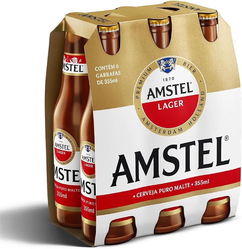 [Regional] Amstel Cerveja Lager Puro Malte, Pack de 6 Long Neck 355ml