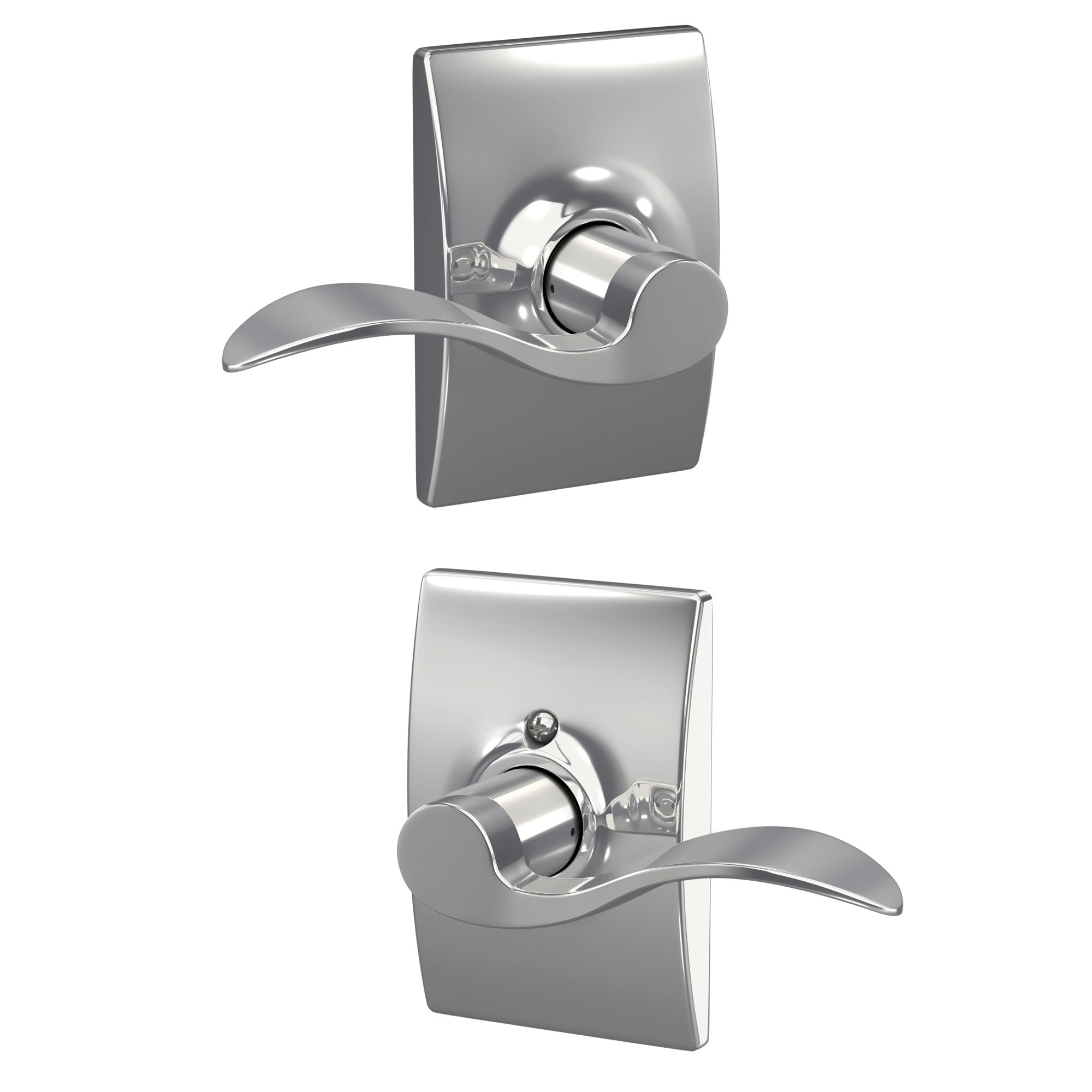 SCHLAGE Accent Lever with Century Trim Hall and Closet Lock in Bright Chrome Bright Chrome Passage Century