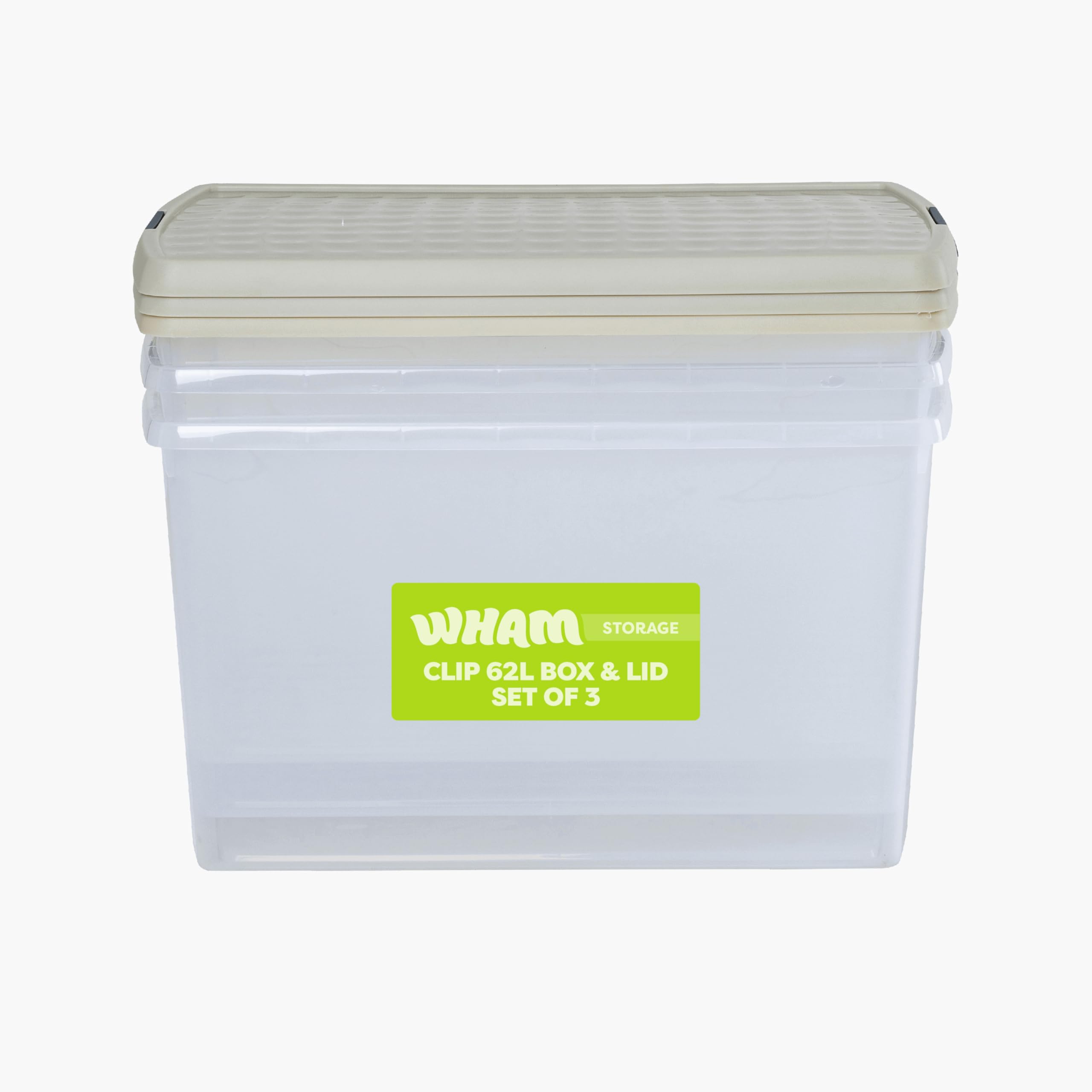 Wham Set Of 3 62L Clip Top Rectangular Box & Lid