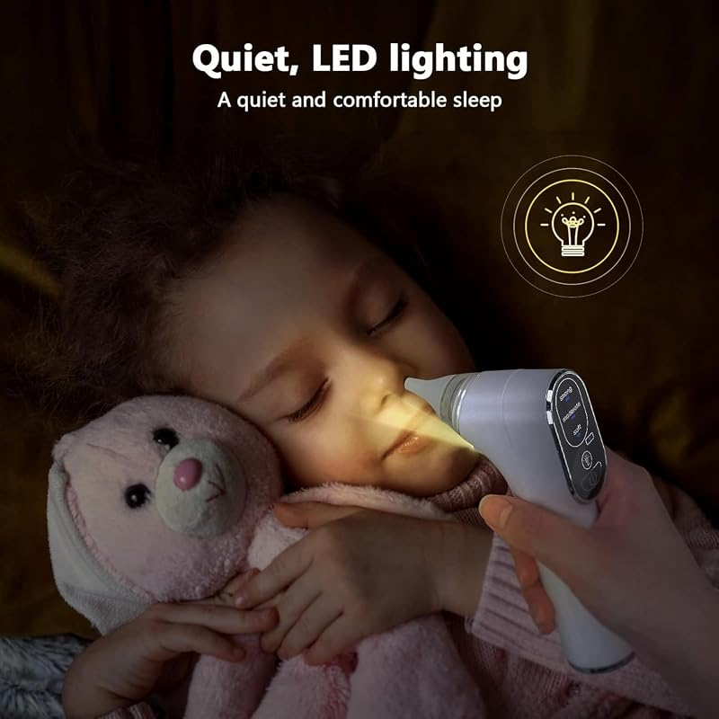 Bubbacare elektromos orrszívó LED lámpával, 4 szilikon fej és 3 szívóerő szinttel