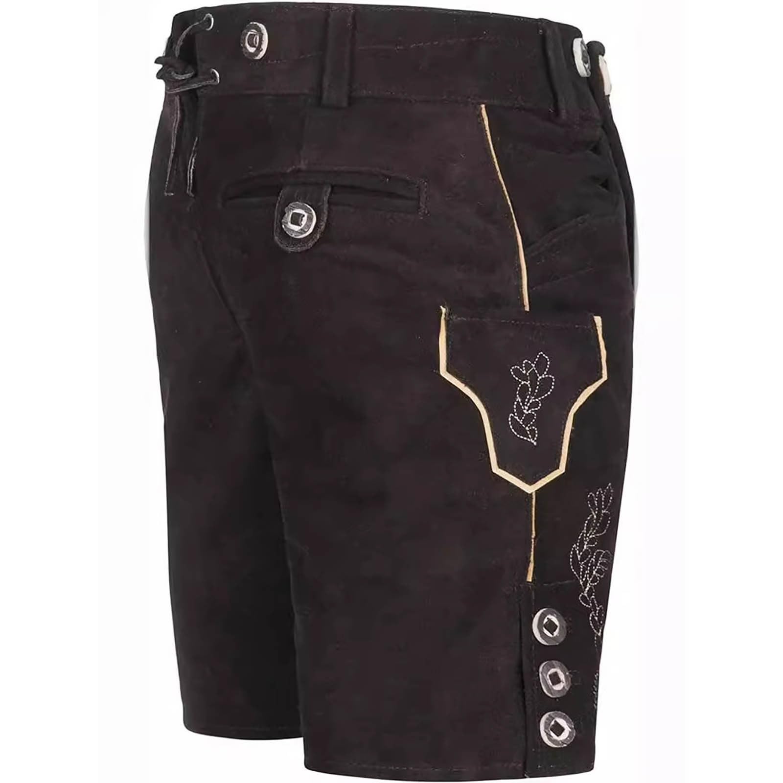 DeaAmyGline Lederhose Herren Tracht, Trachtenhose Herren Kurz,Trachtenlederhose Herren Khaki Brown Elegante Trachten Hose Kurze Trachtenlederhosen für Oktoberfest Mann Bayerische Outfit Trachtenmode