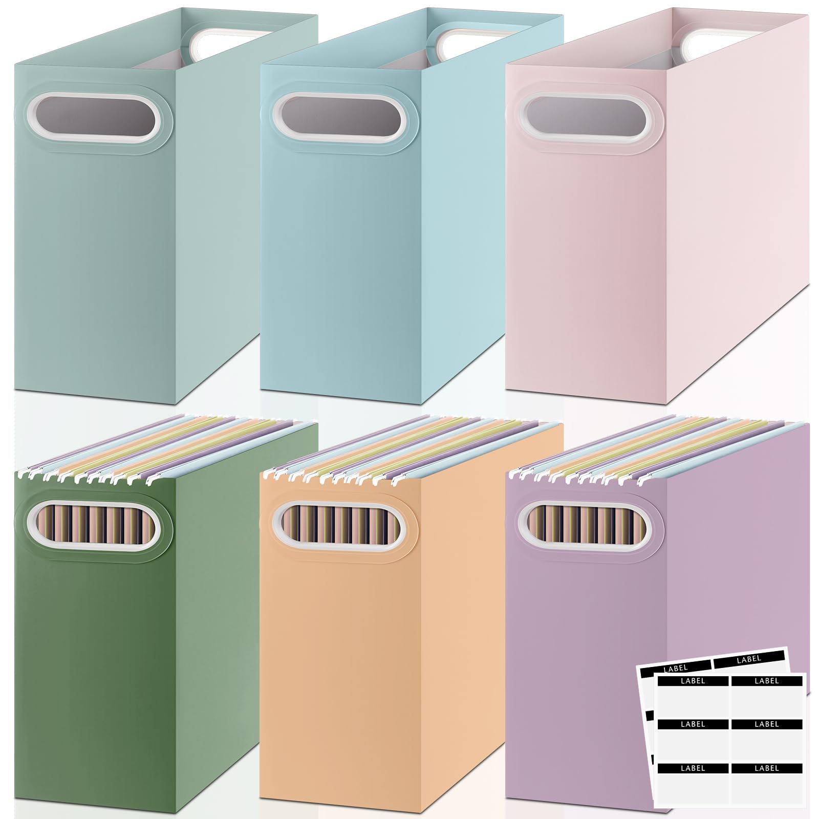 PerKoop 6 organizer per documenti da appendere, portatile, formato lettera, per casa, ufficio, classe, rientro a scuola, organizzazione con 12 etichette scrivibili, colore Morandi