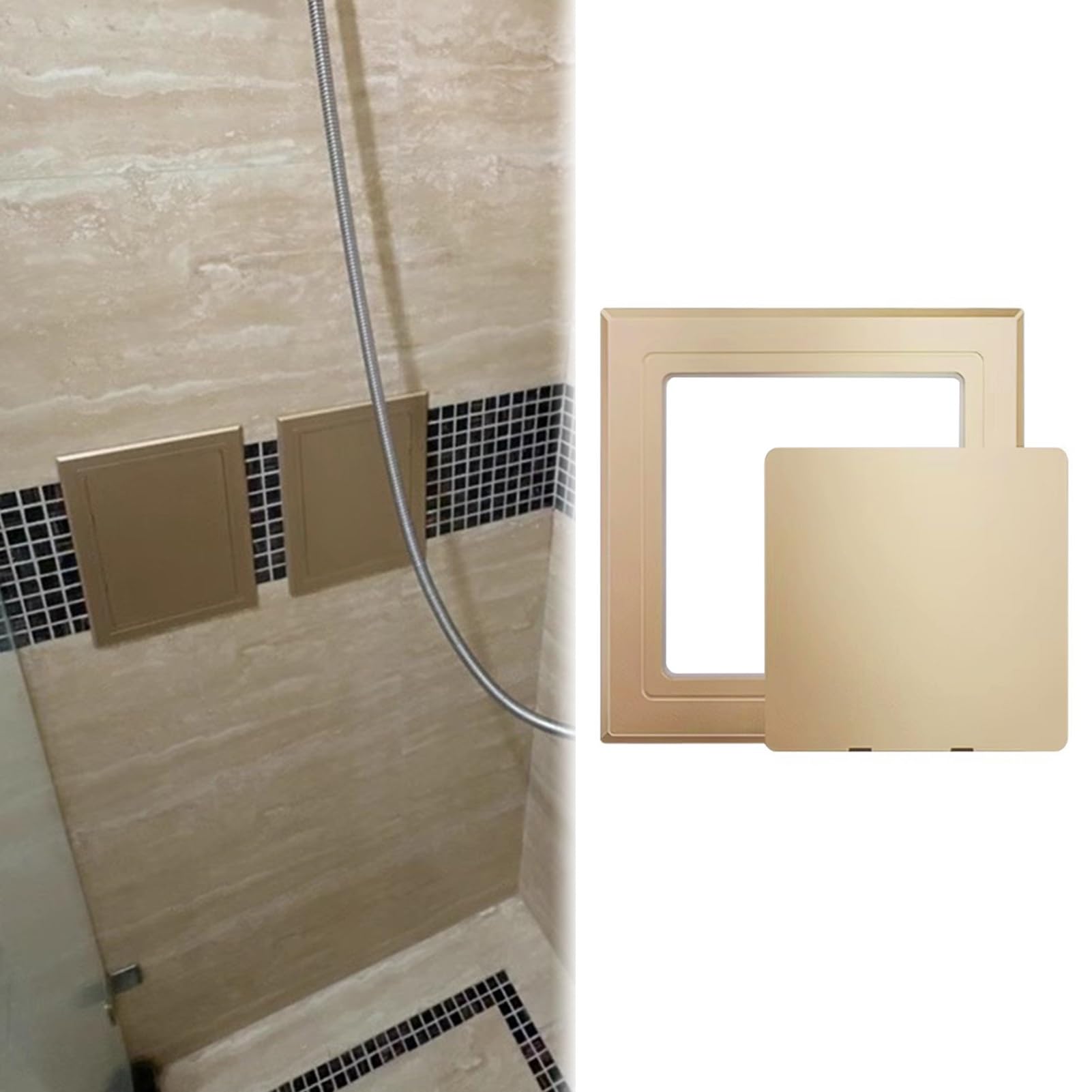 Trampilla de inspección autoadhesiva dorada para ocultar tuberías bajo los azulejos del baño