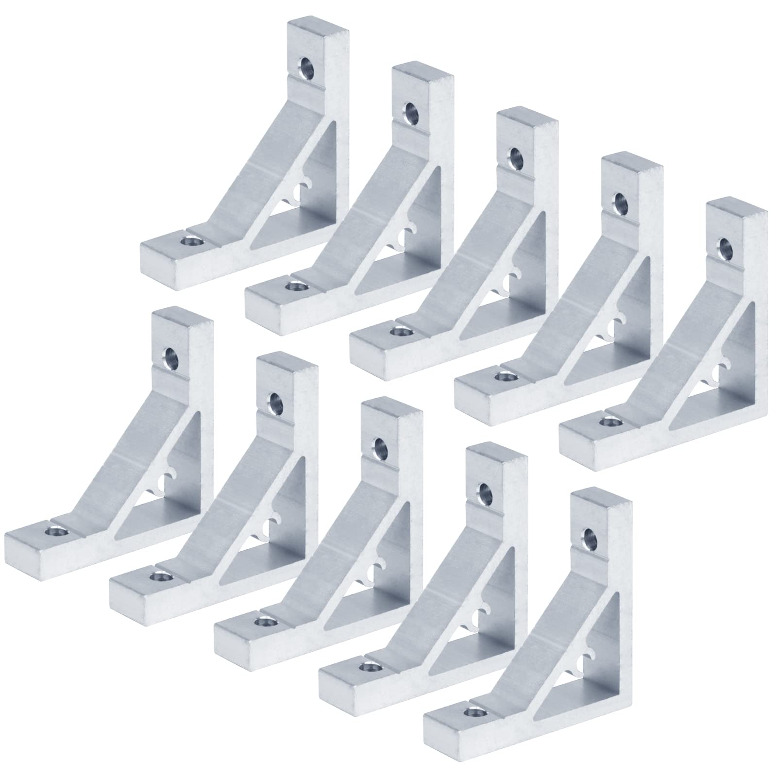 10 Pcs 2020 Series Corner Bracket Aluminium L Shaped Braces Extrusion Profile Part Right Angle Connector for 2020 Series & 1515 Series Aluminium Profile, 3D Printer Accessories, 2⅛ x 2⅛ x ½ inch