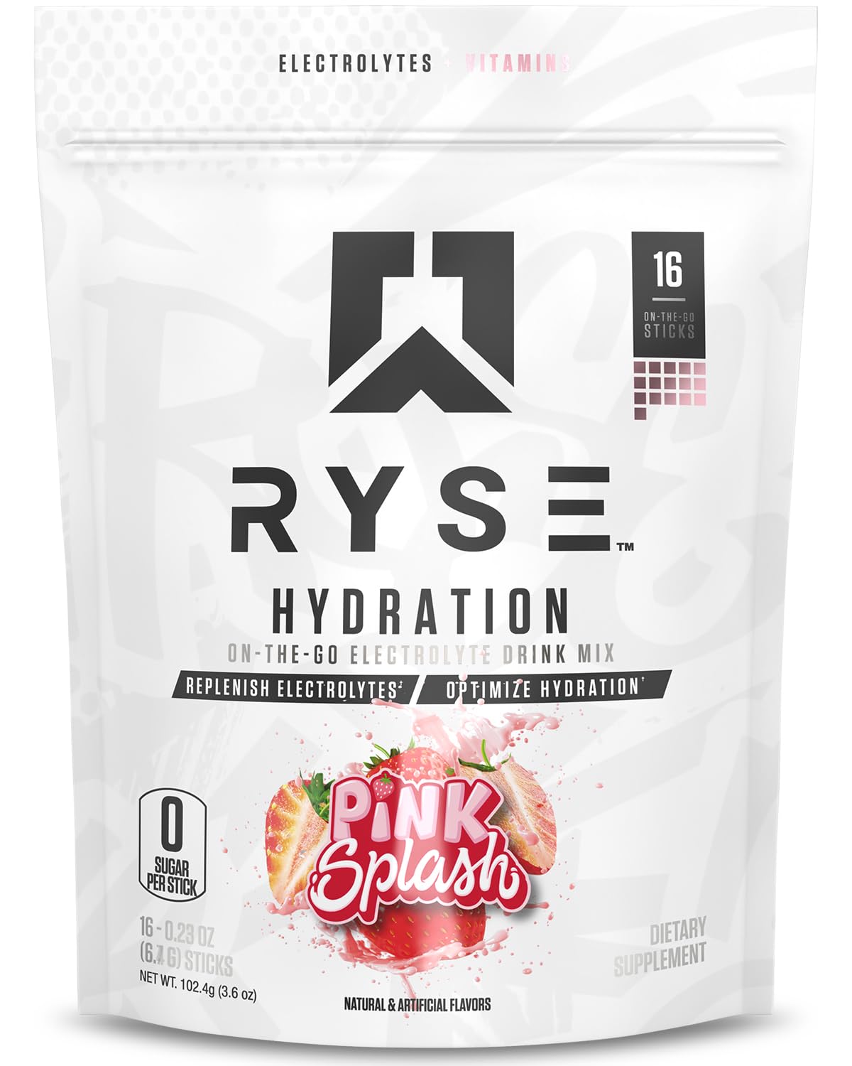 Core Hydration | On The Go Electrolyte Drink Mix Packets | with All 6 Electrolytes + Essential Vitamins | Zero Sugar | 16 Servings (Pink Splash)