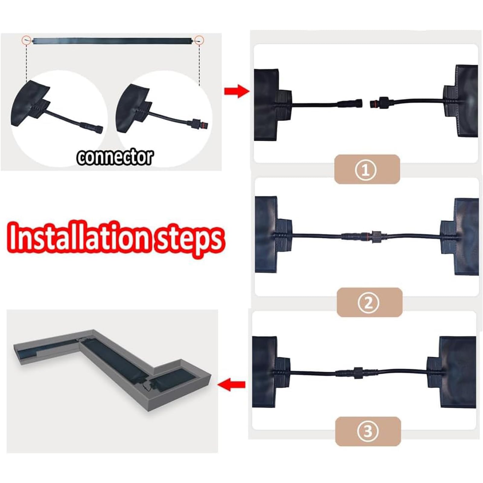 Alfombrilla Calefactora de PVC para Derretir Nieve en Canalones de Tejados,Sistema de Deshielo de 12cm de Ancho,Almohadilla Calefactora Eléctrica para Exteriores,360cm/11.8ft 120W