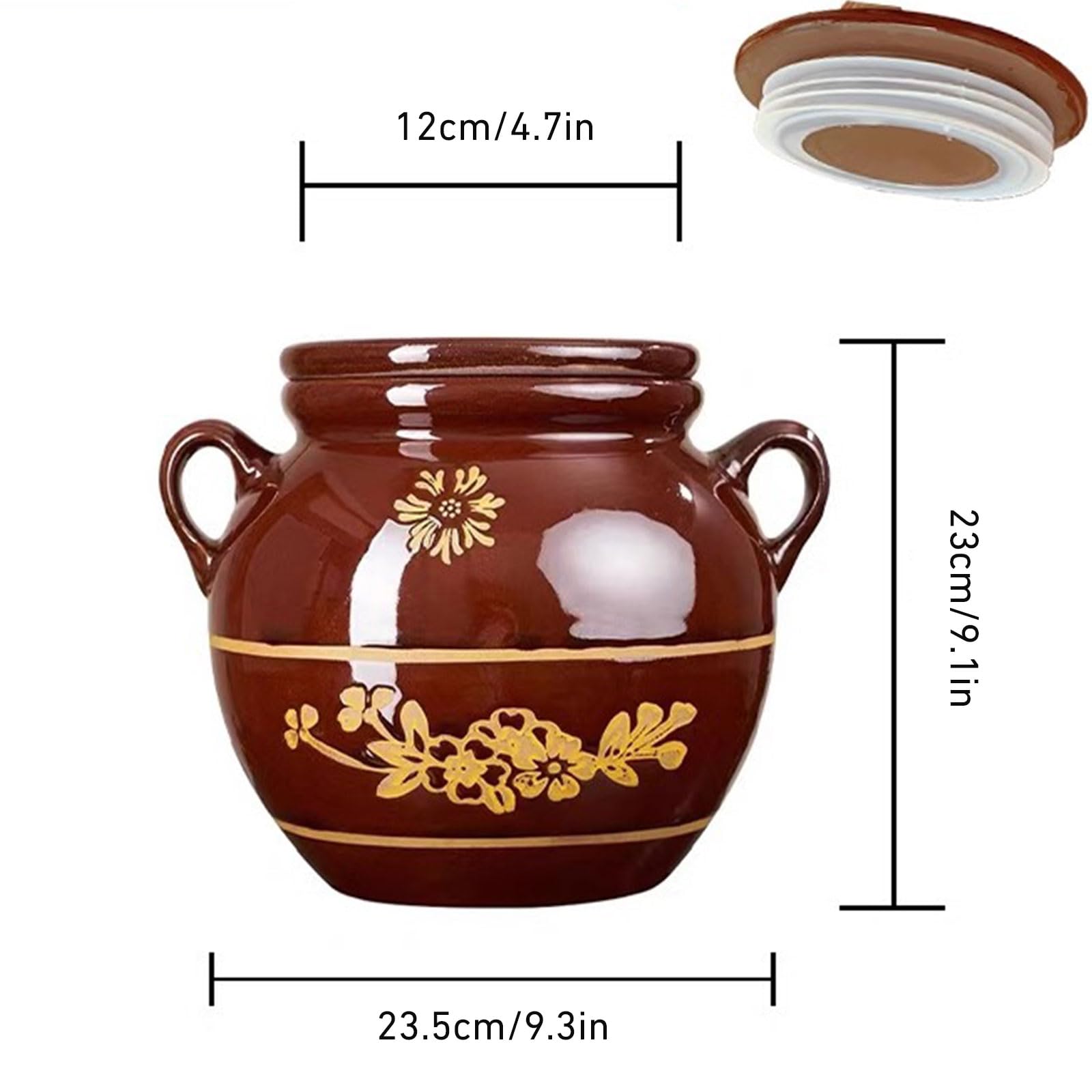 Ceramiczny słoik do fermentacji - słoik na ogórki kiszone i fermentację z uszczelnioną pokrywką(5L)