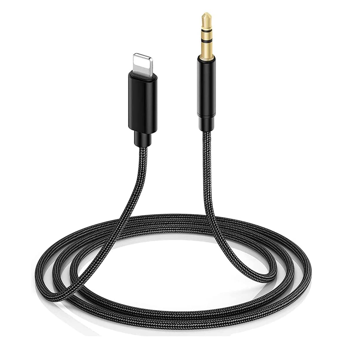 Aux Cable for iPhone in Car 3.5mm Aux Cord Compatible Adapter for iPhone 13/12/12 Pro/11/XS Max/XS/XR/X/8/7 Puls/7 Compatible with Car Stereo/Speaker/Headphone Adapter Support All iOS System -black