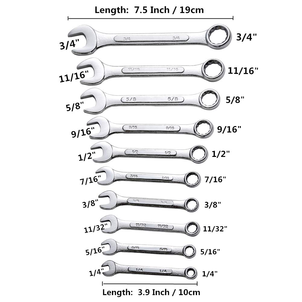 JENLEY Hand Tools Wrenches Standard 12 Point SAE Combination