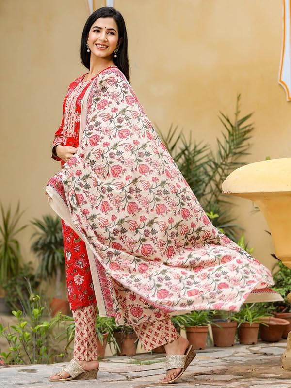 Image of Vaamsi Women's Rayon Blend Printed Kurta Pant Dupatta Set