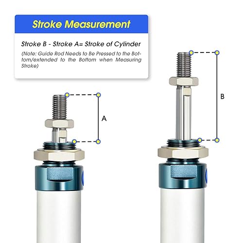 Miniatura 10 de TAILONZ PNEUMATIC Cilindro de aire de carrera de 1.260 in de diámetro de 1.969 in de doble acción con conector en Y y 2 piezas de ajuste de 0.315 in