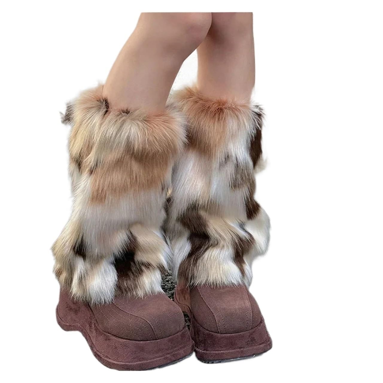 Fuzzy Leg Warmers Leg Warmers Flower Spotted Cat Winter Plush Punk Thickened Leggings Boots Cover