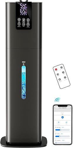 Smart Humidifiers Large Room Bedroom Home, 2.11Gal(8L) Quiet Top Fill Cool Mist Humidifier, Smart App & Remote Control, 3 Speed Humidifier with 360