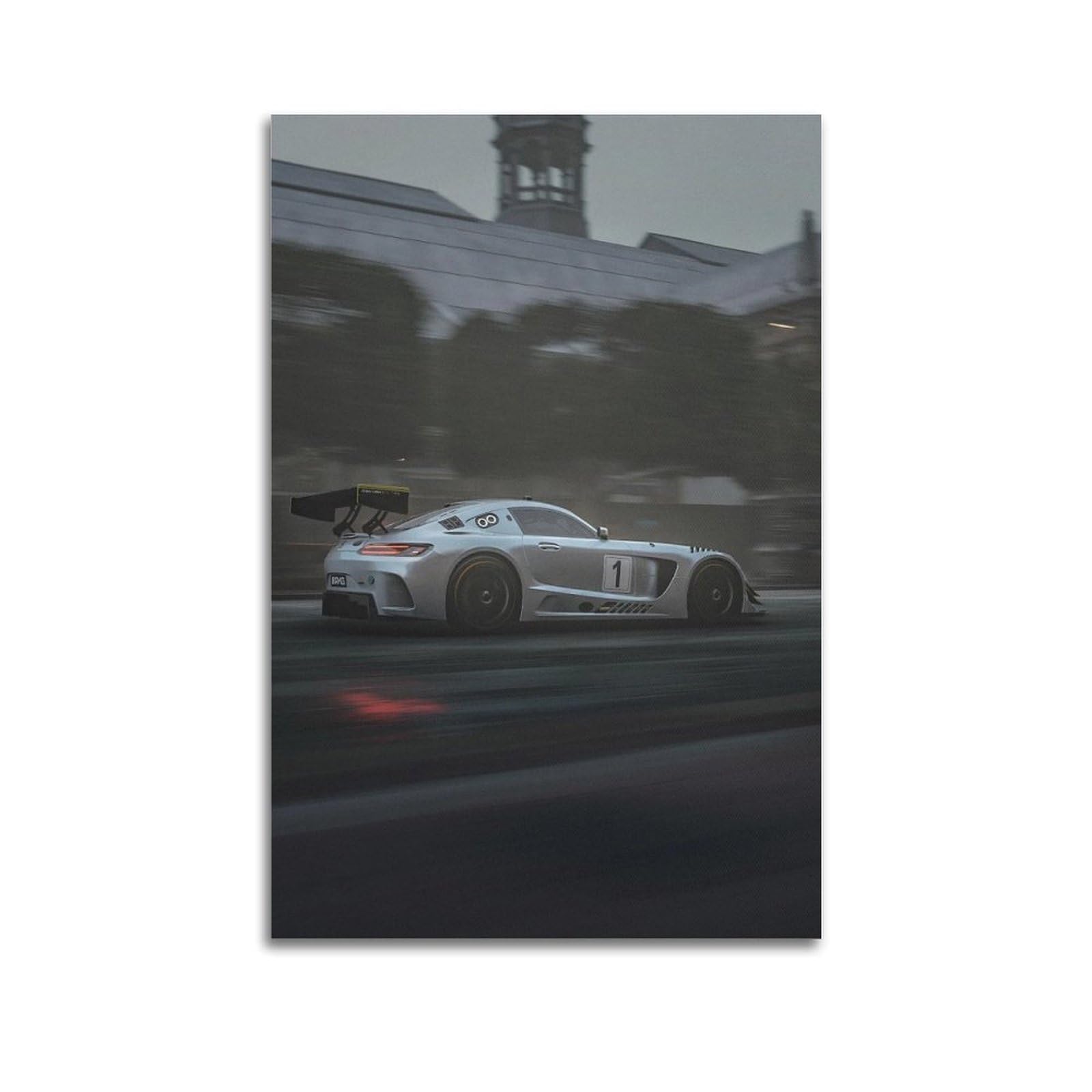 XKUGA Supercar Track Performance Racing C190 GT3 Drift Poster Modern Decorative Canvas Prints - Ideal Wall Art for Family, Man Cave, Game Room, Boys & Girls Bedroom 24x36inch(60x90cm)