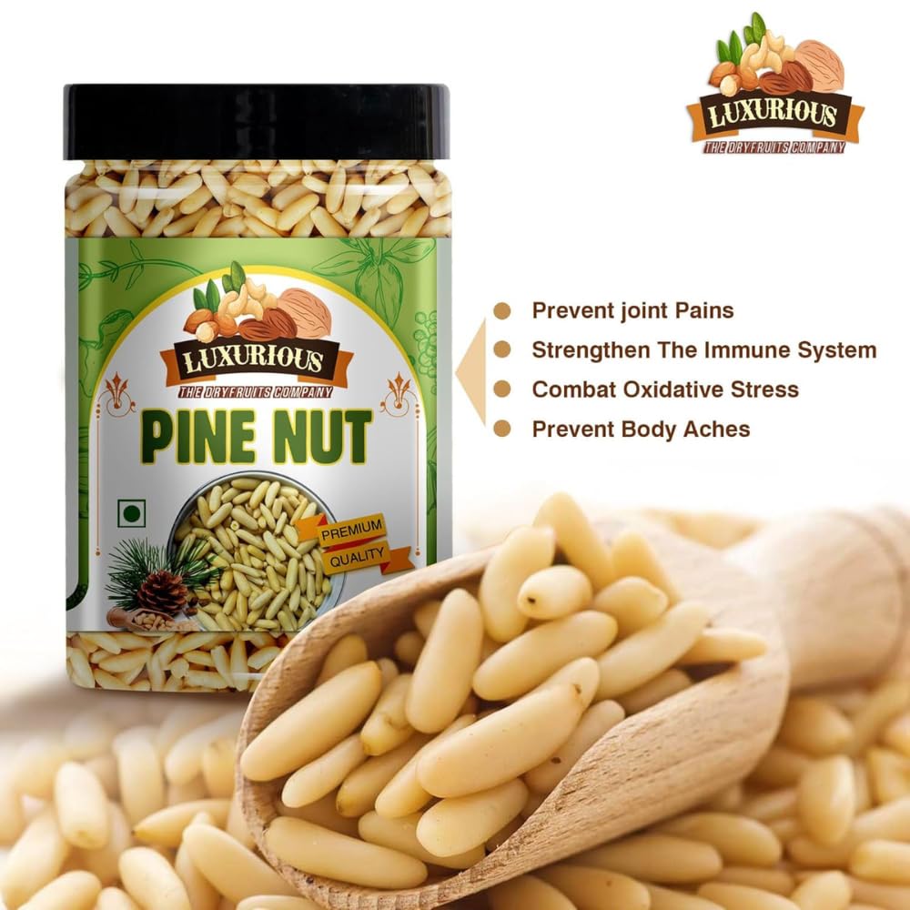 Luxurious Premium Pine Nuts 100g | Whole Chilgoza Giri/Chilgoj Seeds/Forest Jewels | Jumbo Size Without Shell | Fresh & Crunchy | Rich in Protein & Fiber | Perfect for Salads, Cooking & Snacking - Image 6 thumbnail