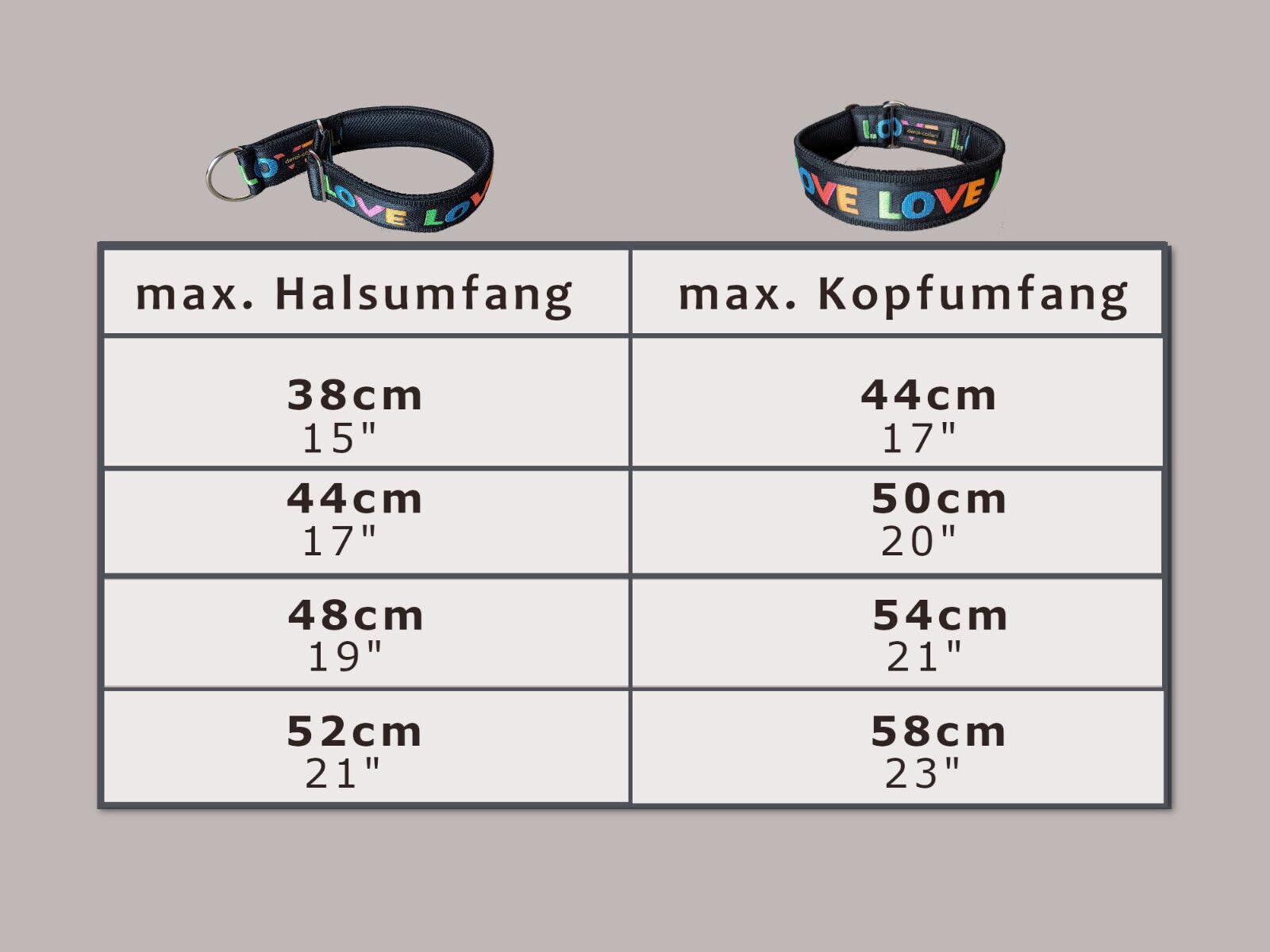 Bequemes Hundehalsband, weiche Polsterung breit 5cm, Zugstopp verstellbar, sicheres Martingale, Stoffhalsband sanft & leicht, braun (Messing, bis 38cm Hals- 44cm Kopfumfang)