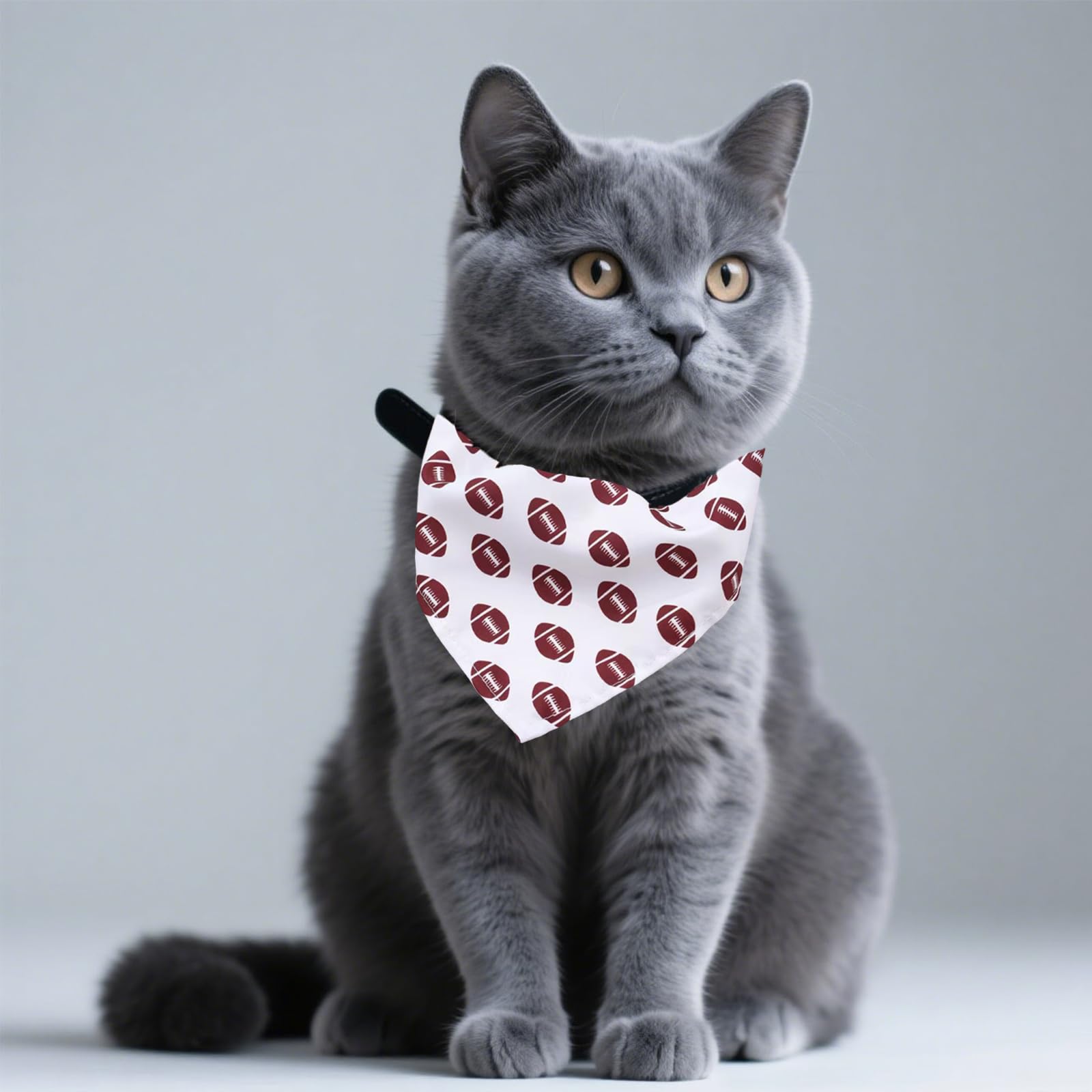 4 PCS Cat Bandana, Dog Bandana, Pet Bandanas with Sporty Designs (Yellow Duck, Basketball, Football, Rugby) - Image 3