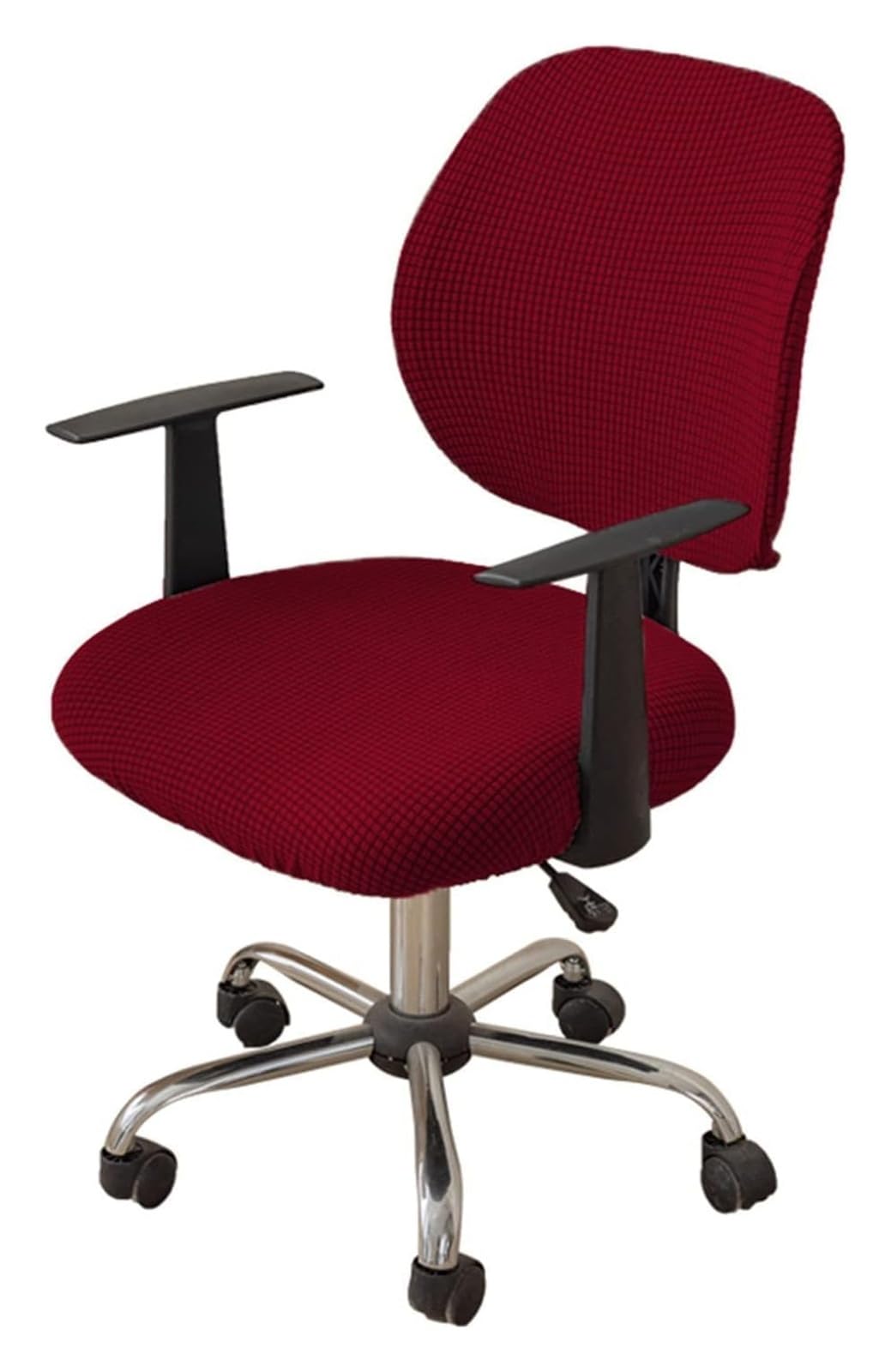 Coprisedili for sedie da ufficio, protezioni for sedie, coprisedie girevoli sfoderabili e lavabili in tessuto di seta di mais(Wine Red,4PCS)
