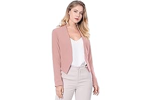 Women's Work Office Suit Collarless Casual Cropped Rose Jacket