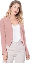 Blazer feminino para trabalho, escritório, sem colarinho, negócios, casual, blazer cropped