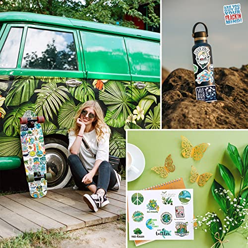 Acekar Nature Stickers,50 Pcs Aesthetic Earth Waterproof Stickers,Vinyl Stickers For Water Bottle,Laptop,Phone,Skateboard Stickers For Teens Girls Kids, Green #TOP5