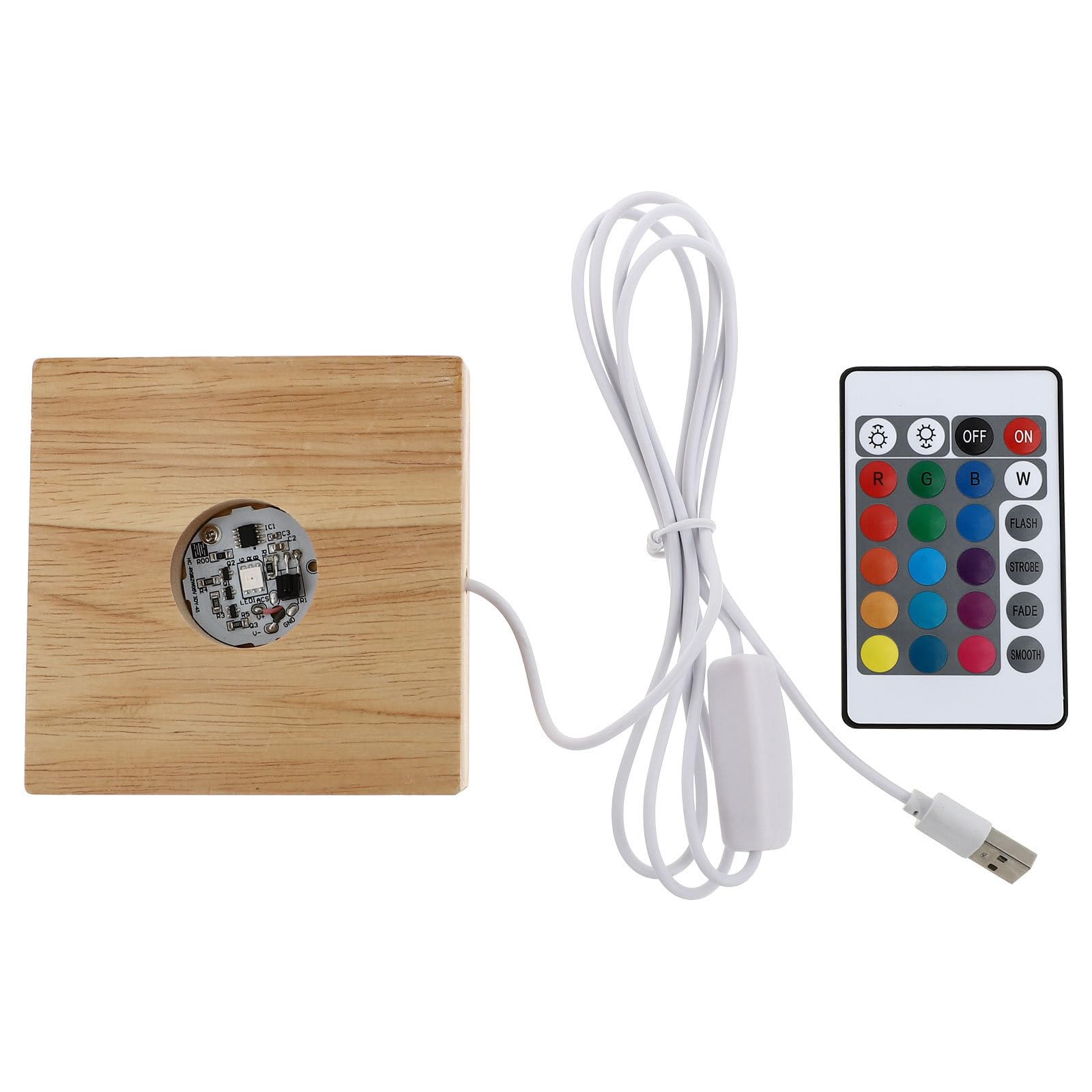 Gadpiparty Square Wooden LED Crystal Ball Base with Remote Control Lighting