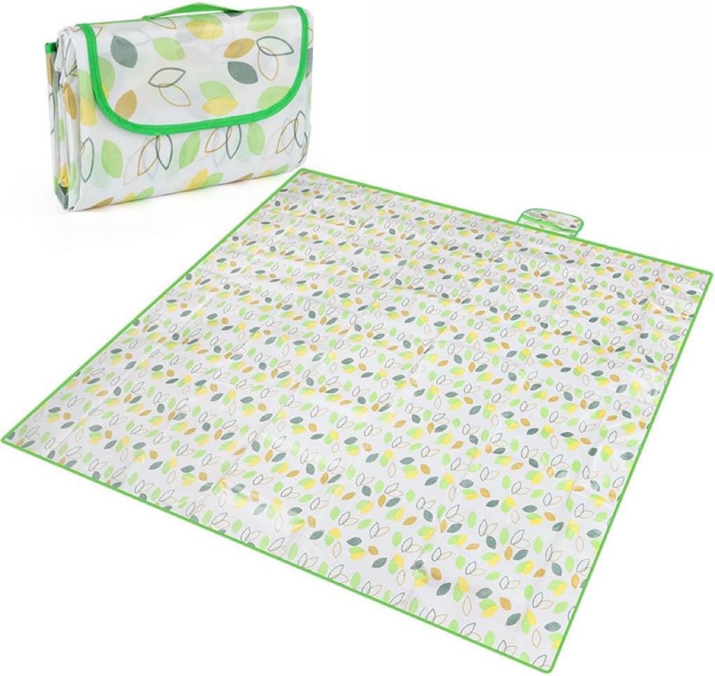 Picnic Blanket (80″ x 60″) Foldable Waterproof Camping Blanket Moisture-Proof Beach Blankets Outdoor Items Portable Tent Mat Beach Road Trip Barbecue (Green, Medium Size)