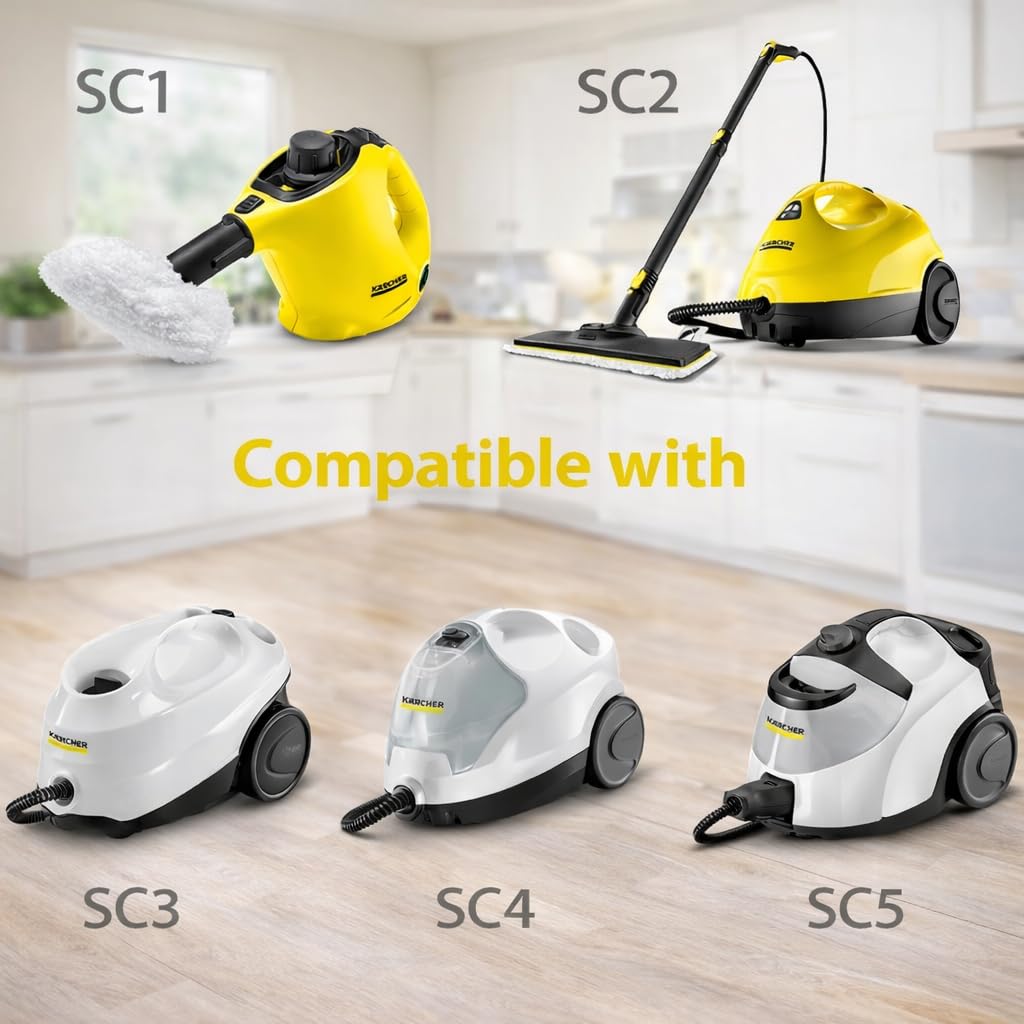 23 Stück Zubehör für Kärcher Dampfreiniger Easyfix SC1 SC2 SC3 SC4 SC5, Dampfreiniger Bürste Set, inkl Gebogene Düse, Mikrofaser-Tuch, Professionelles Reinigungs Zubehör Mikrofasertuch-Handdüse