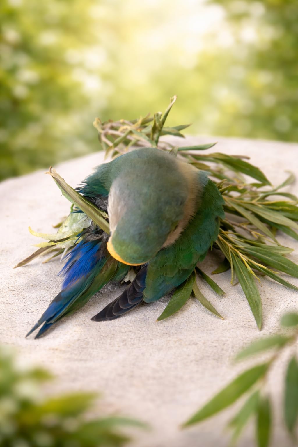 Columpio agapornis Cuerda de sisal Forrada en Olivo Fresco para Aves Exóticas Entretenimiento y descando Duradero Incluye Ramas de Olivo para Bandeja.Probado con agapornis Reales