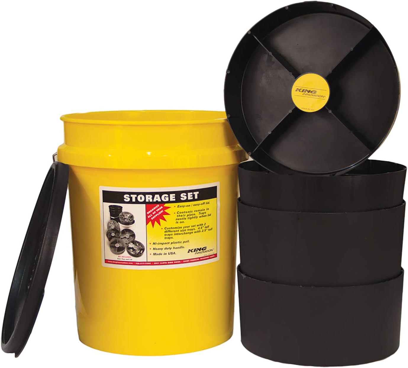 KING INNOVATIONS 47502 Yellow Storage Organizer Bucket