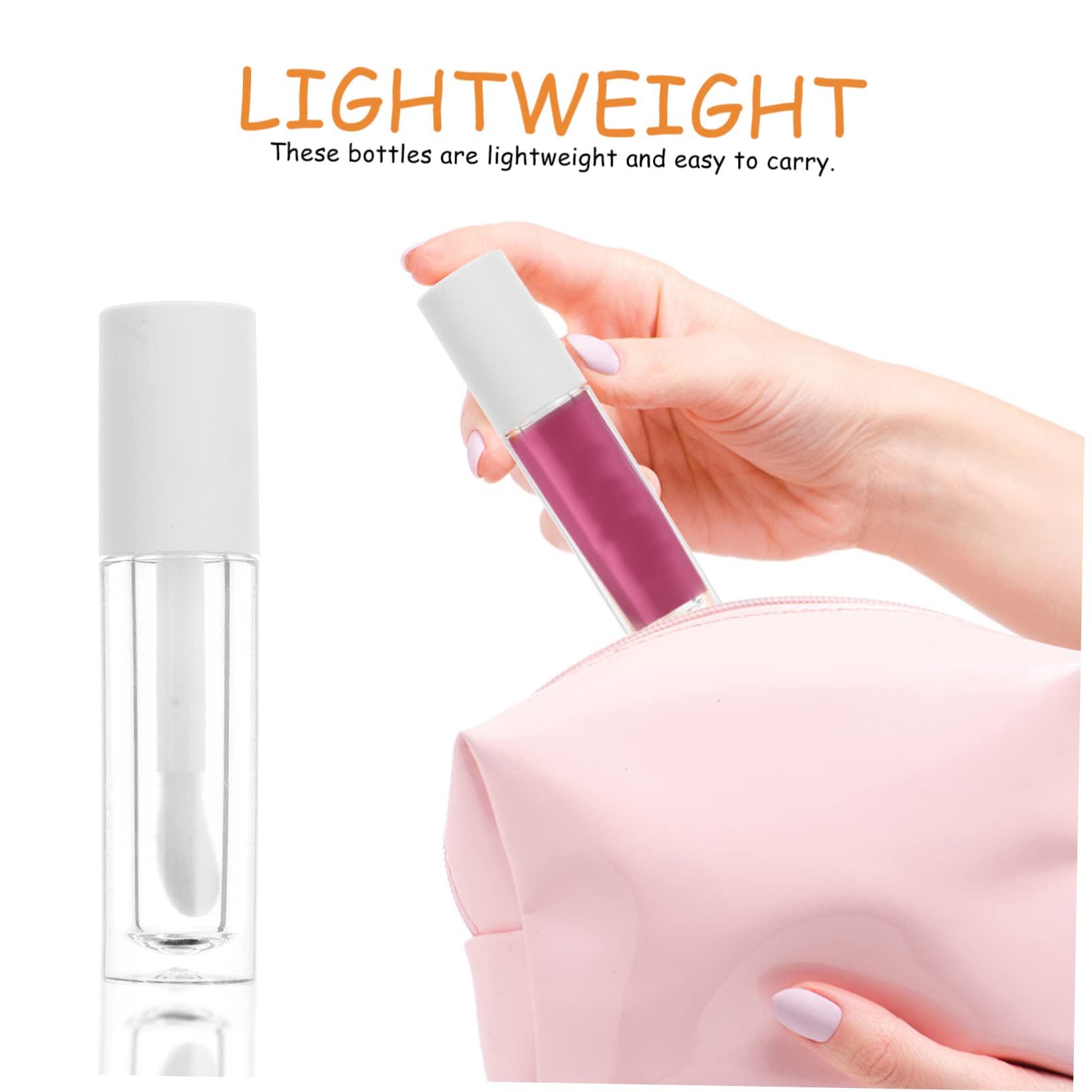Tubo per Gloss Labbra Rotondo 5ml in Abs Bianco, 10 Pezzi | Superficie Liscia, Aspetto Trasparente, senza Bave, Formato Mini per Campioni e Ricarica
