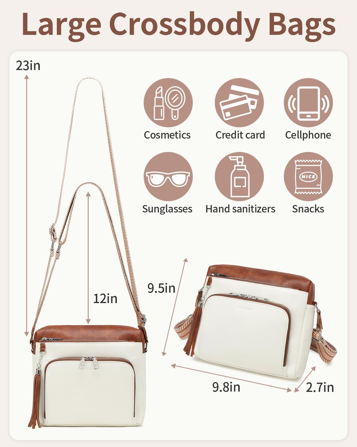 Crossbody Bags for Women, Medium Crossbody Purse with RFID Pockets & Built in Wallet, Handbags Shoulder Bag, Gifts