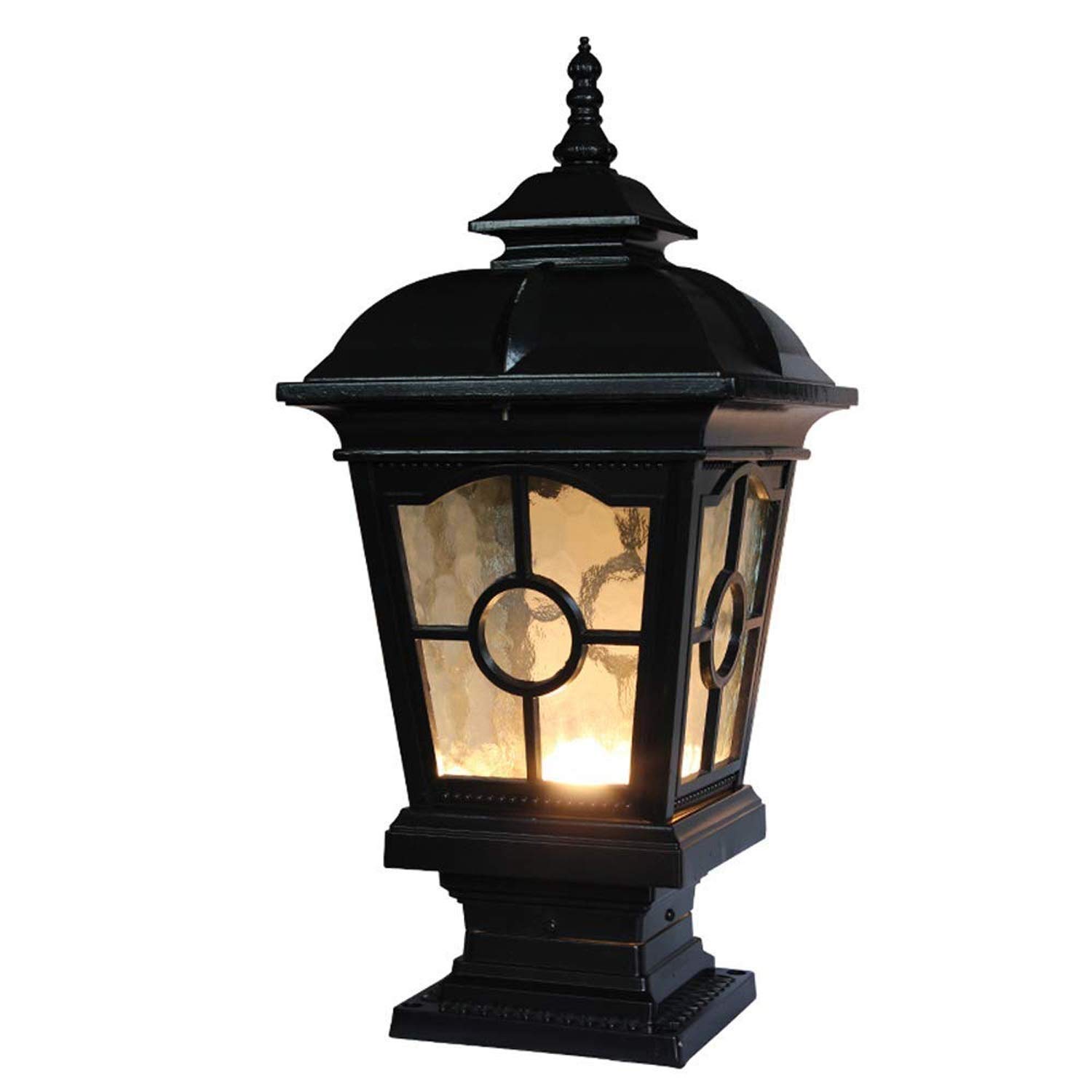 Lanterne pilier en verre au style antique avec éclairage d'extérieur étanche IP54