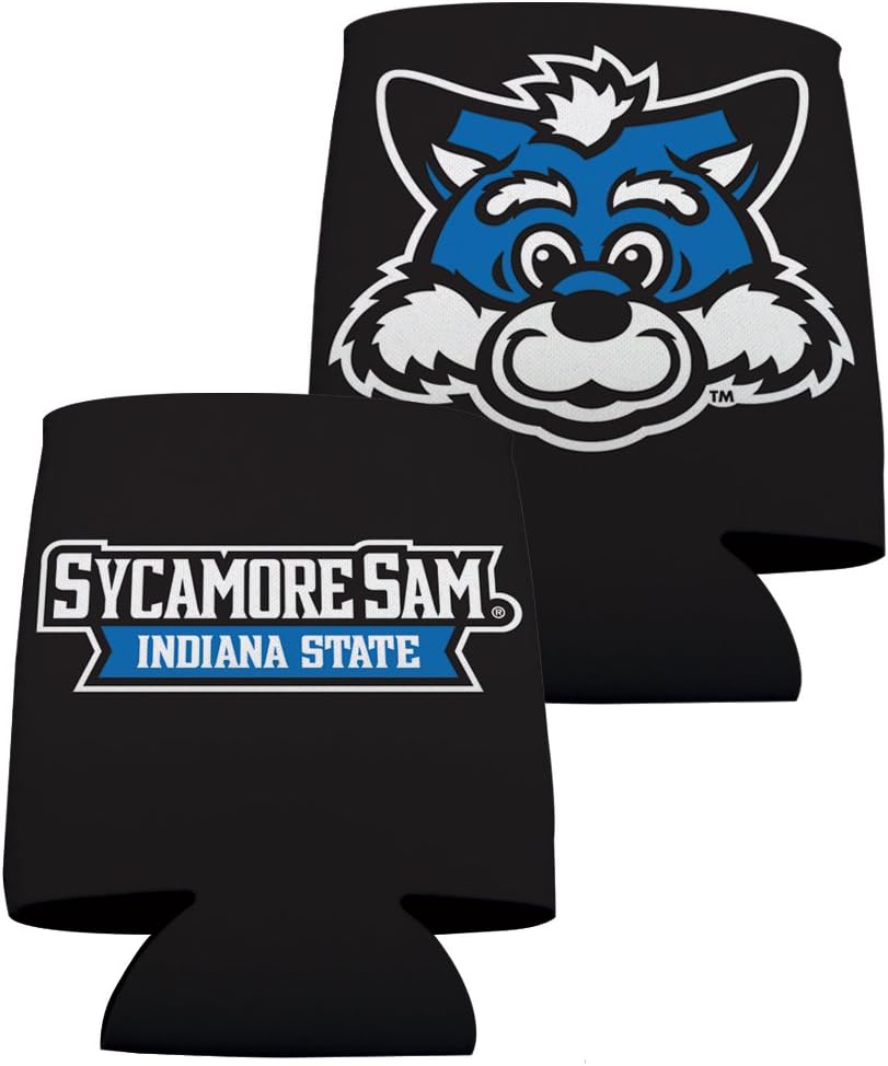 VictoryStore Can and Beverage Coolers - Indiana State University, Black Design 2, Set of 12