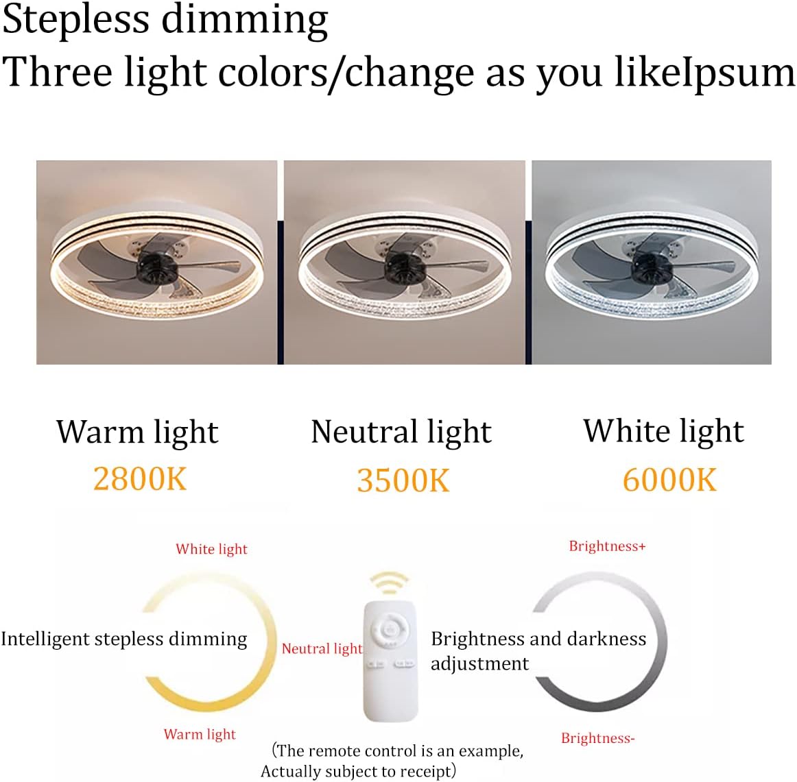 YUEGOO Ceiling Fans with Lamps,Ceiling Fan with Light Reversible Quiet Bedroom Led Dimmable 6 Speeds Round Fan Ceiling Light with Remote Control 50Cm Living Room/Black